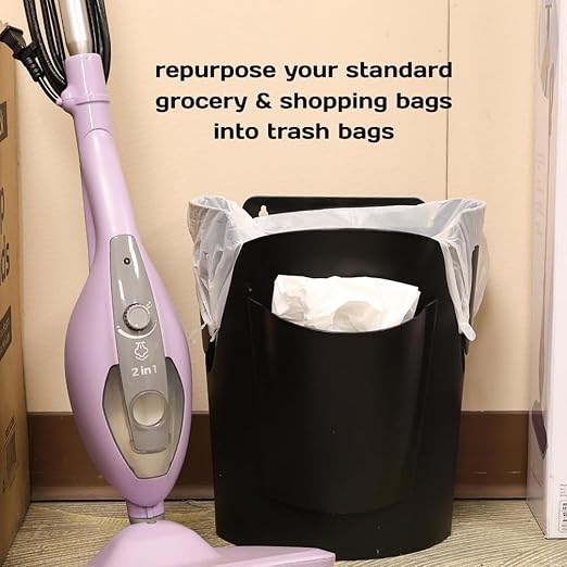 Mountable Grocery Bag Trash Can – Reuse Standard Grocery Store T-Shirt Bags with Small Bathroom/Undercabinet/Hangable Garbage Basket