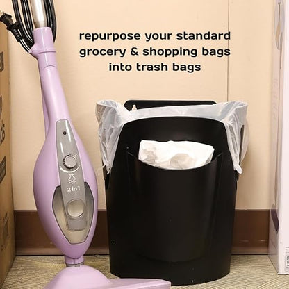 Mountable Grocery Bag Trash Can – Reuse Standard Grocery Store T-Shirt Bags with Small Bathroom/Undercabinet/Hangable Garbage Basket