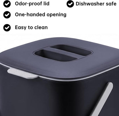Compost Bin Kitchen, Sealed Countertop Compost Bin，No Filter Required, 0.7Gal Indoor Compost Bin, Compost Bucket with Lid and Handle (Gray)