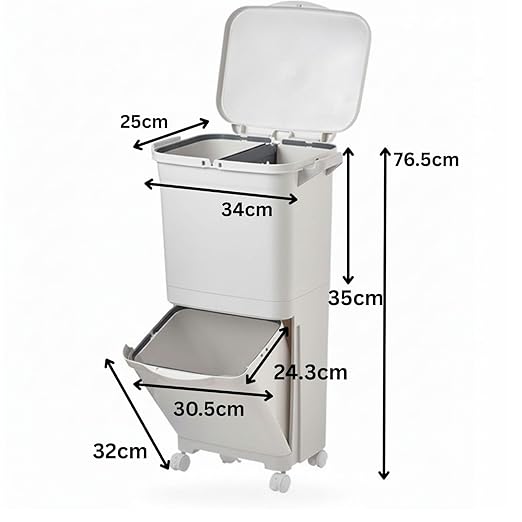 ANCHOR LANE Plastic Kitchen Trash Can 38L – (10 Gallon) Large Garbage Can with Lid, Heavy Duty Leakproof Waste Bin, Wheeled Indoor Trash-Can for Kitchen, Office, Garage & Commercial Use