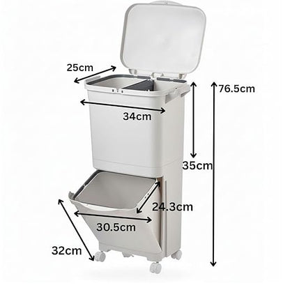 ANCHOR LANE Plastic Kitchen Trash Can 38L – (10 Gallon) Large Garbage Can with Lid, Heavy Duty Leakproof Waste Bin, Wheeled Indoor Trash-Can for Kitchen, Office, Garage & Commercial Use