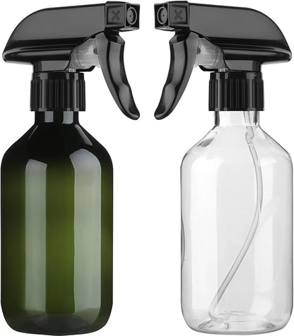 Arkeiliy 2-Pack Leakproof Spray Bottles (300ml/10oz) - Adjustable Nozzle for Fine Mist & Jet Stream | Premium Refillable Plastic Bottles for Hair Styling, Plant Misting, Cleaning Solutions (C+G)