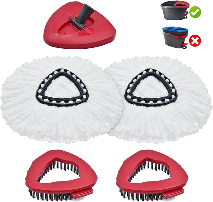 Mop Heads Replacements for Ocedar, Mop Replace Head for O Cedar, Mop Heads for O Cedar, Mop Replace Head for Cedar, Mop Heads for O Cedar Spin Mop Include 2 Mop Refills 2 Scrubber Mop Head 1 Mop Base