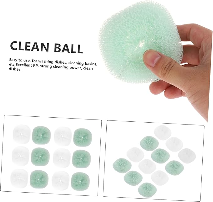 Hemoton 12pcs Scrub Bathroom Kitchen Washing Scouring Dirty Pot Pads Cloth Assorted Dish Color Dishwashing Utensil Cleaning for Cleaner Cookware Removing Household and Ball Balls Tool