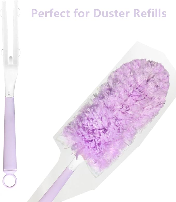 4 Pcs Purple Detachable Duster Handle - Plastic Extended Mop Extension Wand Grip, Ideal for Easy Home & Office Cleaning