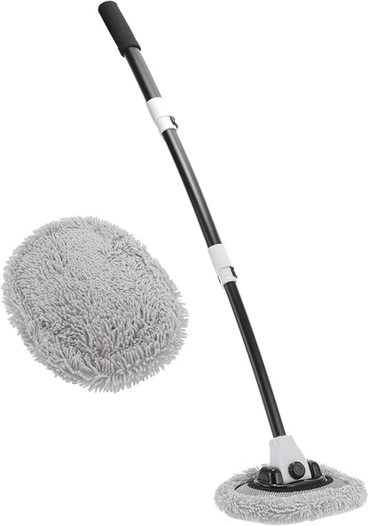 Car Wash Brush/Outer Car Cleaning Brush Kit Car Wash Mop Wash Brush Telescopic for Cars Auto RV Truck/Durable Chenille 17.13"-34.92" / 1 Pc Gray White