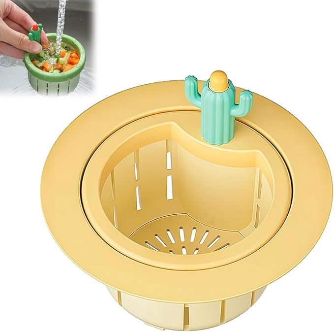 Cactus Kitchen Sink Drain Strainer, 2026 Upgrade Cactus Sink Strainer Basket, Fun Sink Accessory Innovations in Household Kitchen Supplies Bring Different Joy and Mood to The Kitchen (1pcs-Yellow)
