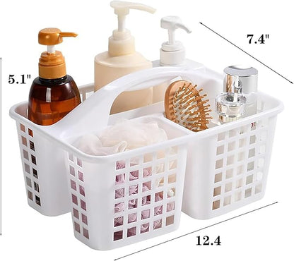 Portable Shower Caddy Basket,Convenient Cleaning Supplies Organizer with Compartments and Handle,Ideal for Bathroom, Bedroom, Kitchen, College Dorm,Garden,etc.white-2 Pcs