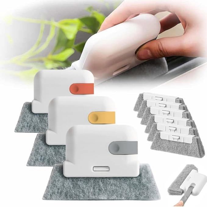 Magic Window Track Cleaner, 2024 Upgraded Window Groove Cleaning Brush, Window Cleaning Tools Set with 2 Replacement for Window lides Gaps Tile Lines Shutter Car Vents (3 PCS)