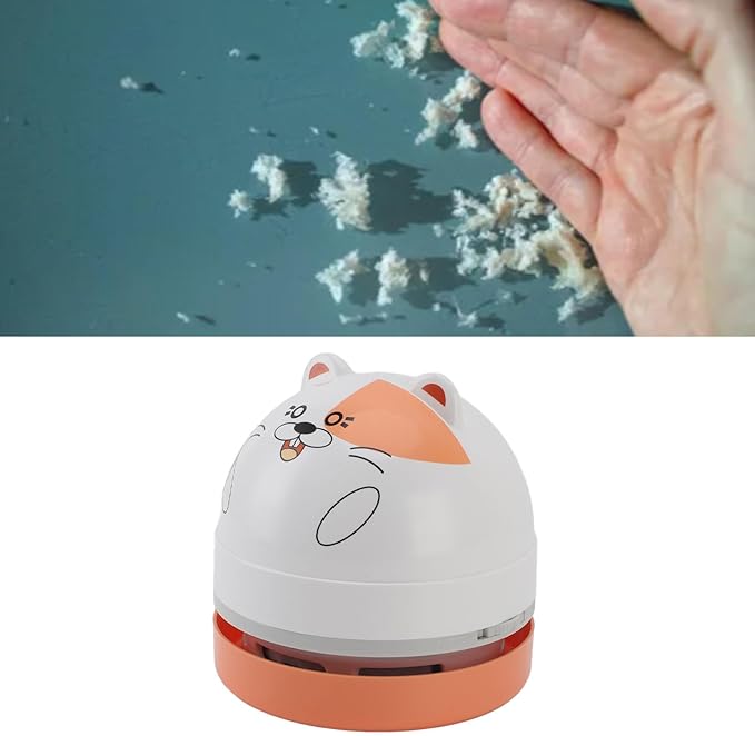 aqxreight Cute Cartoon Desktop Vacuum Desktop Cleaner with Vacuum Nozzle Cleaning Brush Portable Mini Table Dust Cleaner for Cleaning Dust Crumbs Computer Car (Hamster)