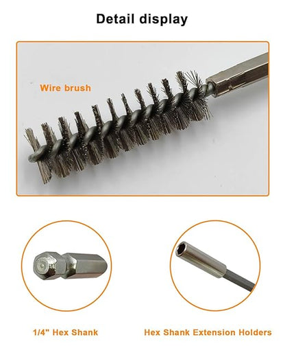Wire Brush for Drill Set - 8 Types of Drill Wire Brush, Drill Stainless Steel Bore Brush Attachments for Cleaning Metal Fit for Power Drill(8, 10, 12, 15, 17, 19, 22, 25mm)