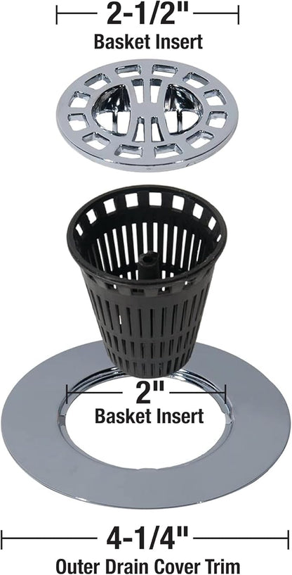 Danco, Inc. 3-Inch Hair Catcher for Stand-Alone Shower 10529, Pack of 1, Chrome in-Drain