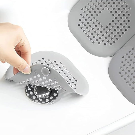 2 Pieces Shower Drain Hair Catcher Bathtub Stopper Home Drain Protectors Drain Cover with Sucker Water Trap Sink Cover for Bathroom Bathtub and Kitchen (Grey,Grey)
