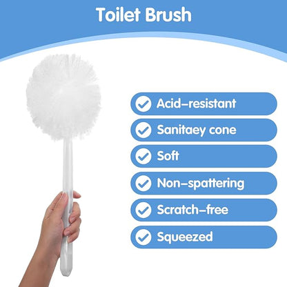 Kifmurase 12 Pcs Toilet Bowl Brushes Soft Swab Polyester Head 15 Inch White Reusable Long Plastic Handled Toilet Brush Cleaners Scrubber Mop for Home Bathroom Cleaning