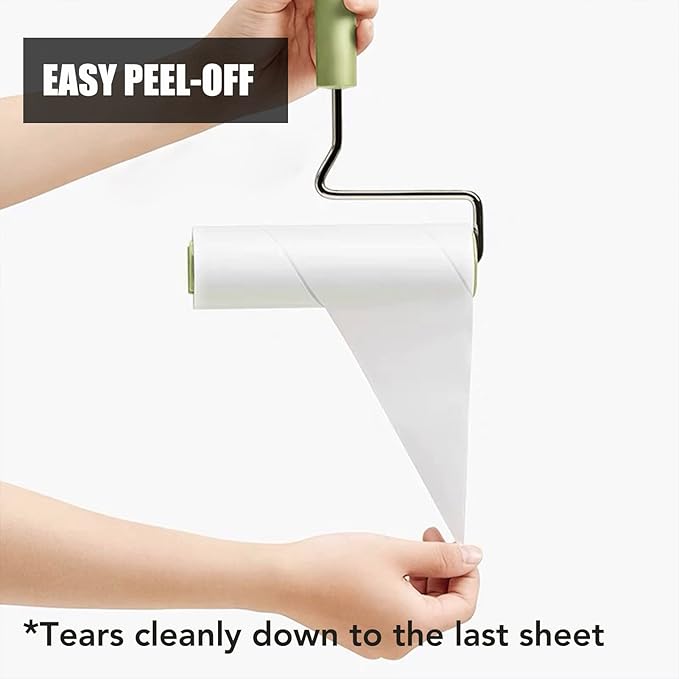 Extra Sticky Large Surface Lint Roller, 6.3'' Giant Lint Roller for Pet Hair, Long Handle Lint Remover for Clothes, Furniture, Dog & Cat Hair Remover (8 Refills / 720 Sheets)