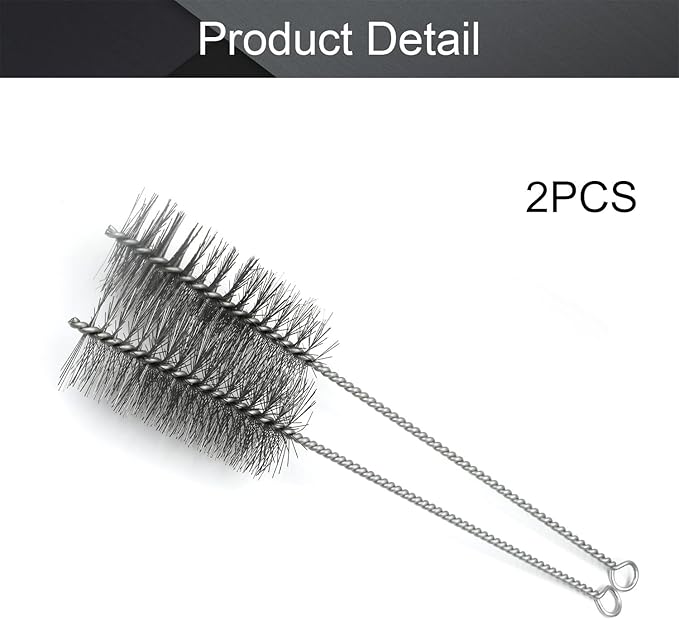 Utoolmart Steel Wire Tube Brush, Stainless Steel Spiral Power Bottle Cleaning Brush Long-Handle Bristle Pipe Cleaning Tool, 2.0-inch Diameter 12-inch Length, 2pcs