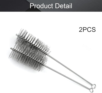 Utoolmart Steel Wire Tube Brush, Stainless Steel Spiral Power Bottle Cleaning Brush Long-Handle Bristle Pipe Cleaning Tool, 2.0-inch Diameter 12-inch Length, 2pcs