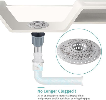 Aluvor Bathtub Drain Hair Catcher,Silicone Tub Hair Catcher Drain Protector,All-in-one Shower Hair Drain Catcher Strainer for 1.48'' to 1.76'' Regular Drains, 3PCS/Pale Grey‌