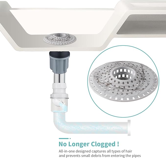Aluvor Bathtub Drain Hair Catcher,Silicone Tub Hair Catcher Drain Protector,All-in-one Shower Hair Drain Catcher Strainer for 1.48'' to 1.76'' Regular Drains, 3PCS