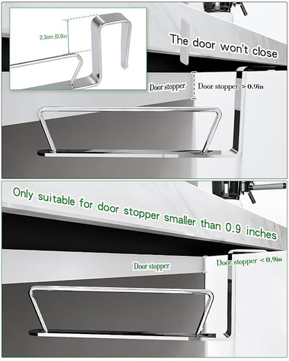 YQh Stainless Steel Cabinet Door Trash Bag Holder for Kitchen Cabinet Door and Drawer, Cabinet Door Hook Adjustable Spacing, Suitable for Plastic Bags with Handles Food Bags