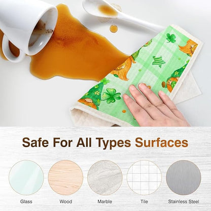 Swedish Dishcloths for Kitchen | 6 Pack Floral Reusable Paper Towels Washable | Swedish Dish Towels | Non-Scratch Cellulose Sponge Cloths | No Odor, Biodegradable Cleaning Cloths, Saint Phat 1