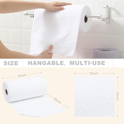 80 Pack Microfiber Cleaning Cloth Roll Reusable Paper Towels 12"x12" Tear Away Cloth,Absorbent Dish Rags for House Kitchen,Wash Cloths,Lint Free Rags for Window Cars Cleaning Supplies