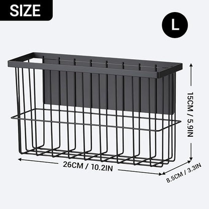 FAMNONE 1 Pcs Magnetic Basket Fridge Dryer Ball Holder for Laundry Room Organization and Storage, Magnetic Lint Bin Home Organization for Laundry Room, Kitchen & Office Class School (Black, L-1pcs)