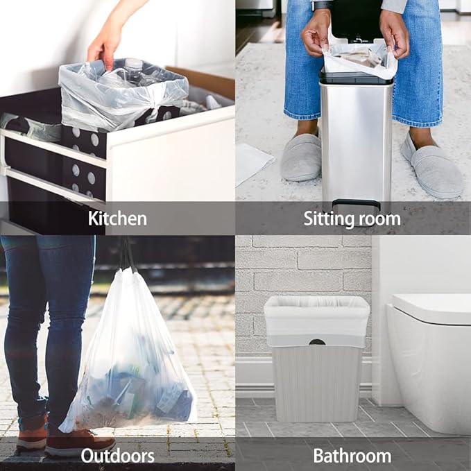 5 Gallon 120 Counts Strong Drawstring Trash Bags Garbage Bags by RayPard, Small Plastic Trash Bags fit 18-20L Trash Can for Home Office Kitchen Bathroom Bedroom, White Waste Basket Liners
