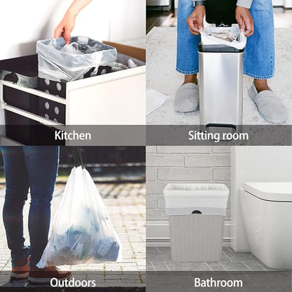 5 Gallon 120 Counts Strong Drawstring Trash Bags Garbage Bags by RayPard, Small Plastic Trash Bags fit 18-20L Trash Can for Home Office Kitchen Bathroom Bedroom, White Waste Basket Liners