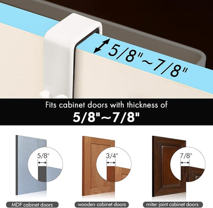 KES Trash Bag Holder Over the Cabinet Door Organizer, Kitchen Plastic Bags Holder Metal Garbage Bag Holders Over the Door White, KUR525-WH