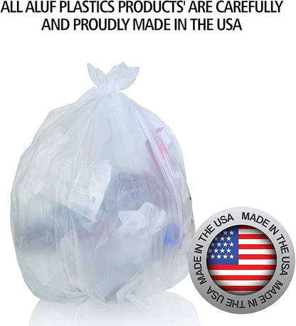 Aluf Plastics High Density Trash Bags, 10 Gallon, 1000 Count, 6 Micron (eq), 24" x 24", Clear, for Bathroom, Office, Industrial, Commercial, Janitorial, Municipal, Recycling