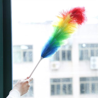 Feather Duster,Dusters for Cleaning Set Feather Duster Household Rainbow Duster Practical Plastic Feather Duster Telescopic Handle Sweeping Brush Cleaning Product Tool Handle Dusters