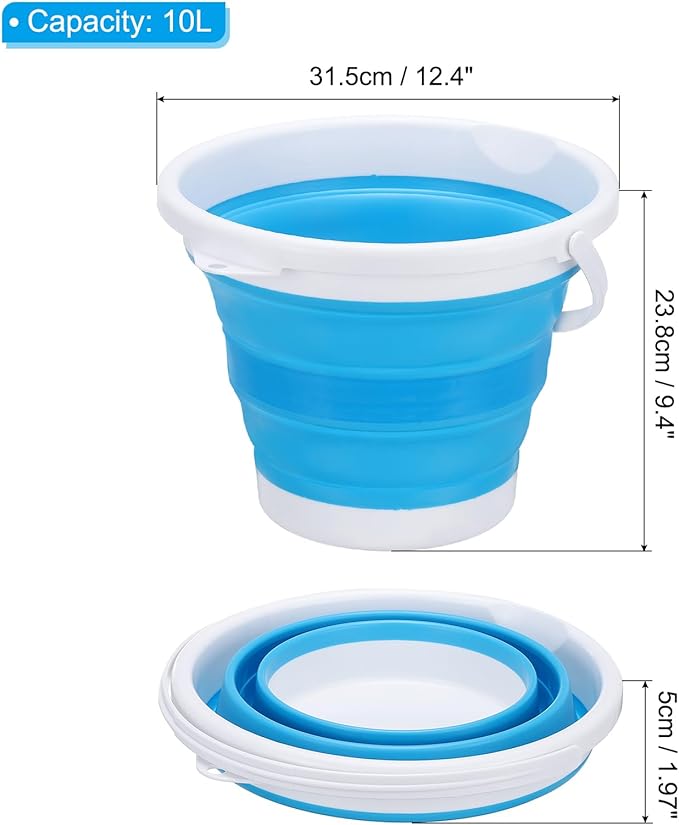 PATIKIL Collapsible Bucket 10L/2.6Gallon, Small Foldable Bucket Portable Plastic Round Tub for House Cleaning Car Washing Camping Fishing, Blue