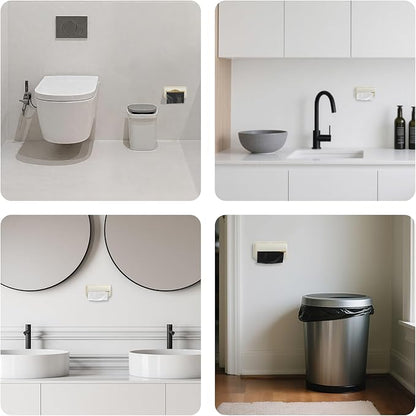 JINGIHE 4 Pcs Trash Bag Holder with 200 Garbage Bags, Adhesive Space-Saving Plastic Bag Dispenser, Kitchen Storage Organizer for Wall Mount Under Sink Inside Trash-can Washroom