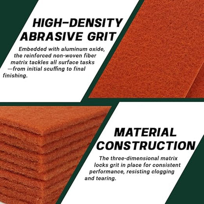 6" x 9" Orange Micro-Finishing Scuff Pads, 10 Pack – Non-Woven Hand Pads for Paint Correction, Surface Leveling, Scouring & Pre-Polish Prep – Reusable Aluminum Oxide Abrasive Pads