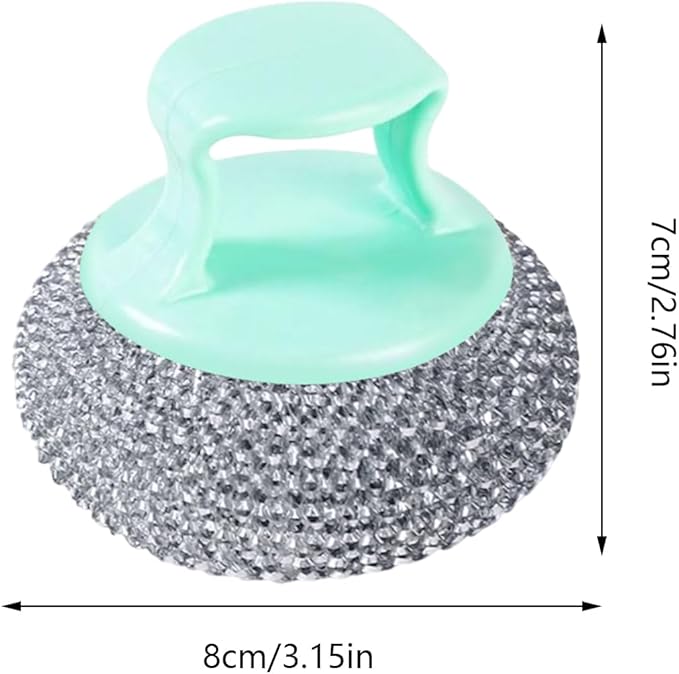 Dish Scrubber - Non Scratch Short Handle Brush for Cleaning | Durable Nylon Fiber with Soft Ball Pad, Stain Removing Scouring Tool, Easy Grip Handle for Pots, Pans, Grill, Sink, Kitchen Household Use