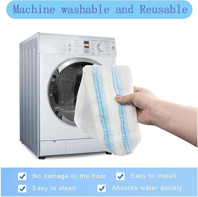 4-Pack Mop Pads Replacements for Flat Mop System, Reusable Microfiber Mop Refills