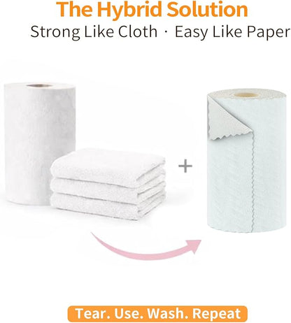 Microfiber Cleaning Cloth Roll, 50 Tear-Away Sheets, Reusable & Washable, Lint-Free, Non-Scratch, Highly Absorbent Towels for Kitchen, Home, Windows & Screens, Green Wave Pattern, 12x12 in