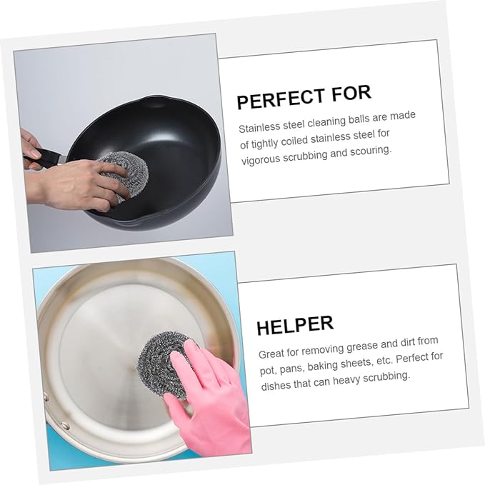 Ciieeo 20pcs Metal Pot Scrubbers Cleaning Balls for Pots Pans Baking Heavy Duty Dish Scrubbers for Effortless Grease Removal