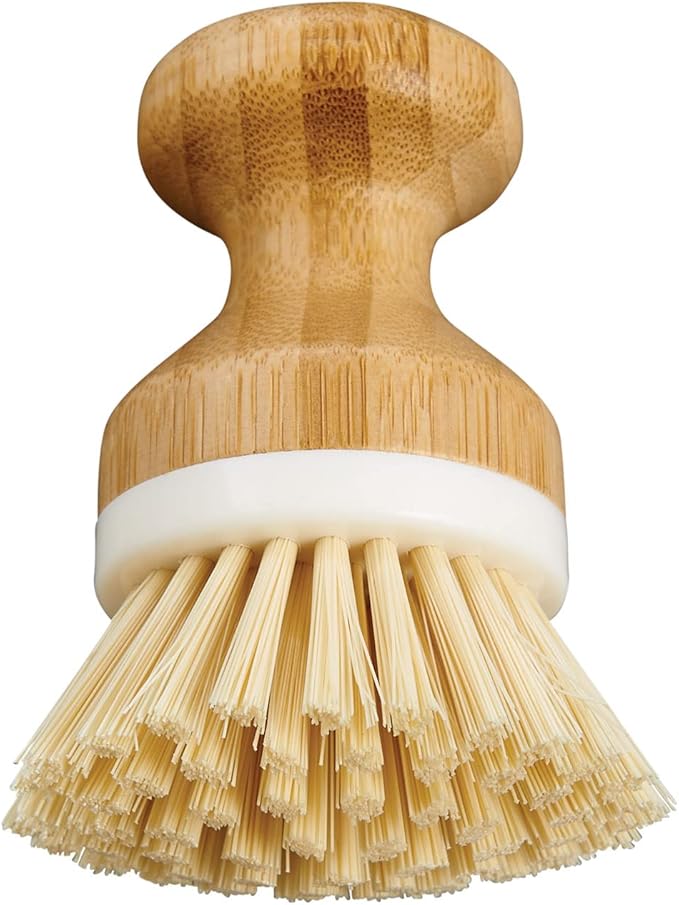 HIC Kitchen Vegetable Scrubber Dishwashing Brush, Bamboo with Non-Scratch Bristles, Set of 2