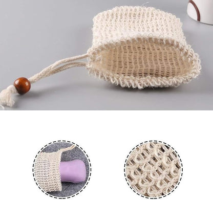Medsuo 2 PCS Natural Safe and Durable Sisal Fiber Soap Bags, Saver Shampoo Bar Scrubber Pouches for Foaming and Drying Soap Shower Bath Exfoliating