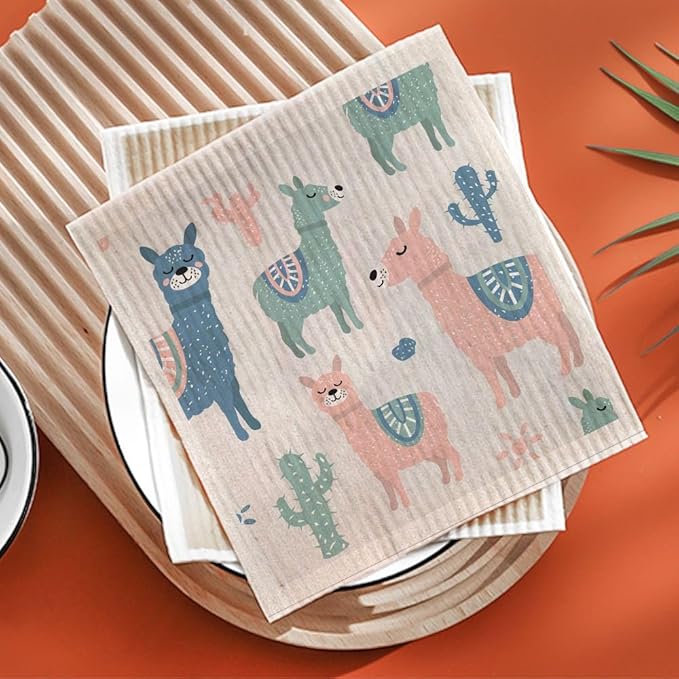 Eco-Friendly Swedish Dishcloth. Reusable, Ultra-Absorbent Cellulose Cotton Sponge Cloth | Sustainable & Biodegradable Cleaning for Kitchen & Home – Custom Nordic Design (Whimsical)