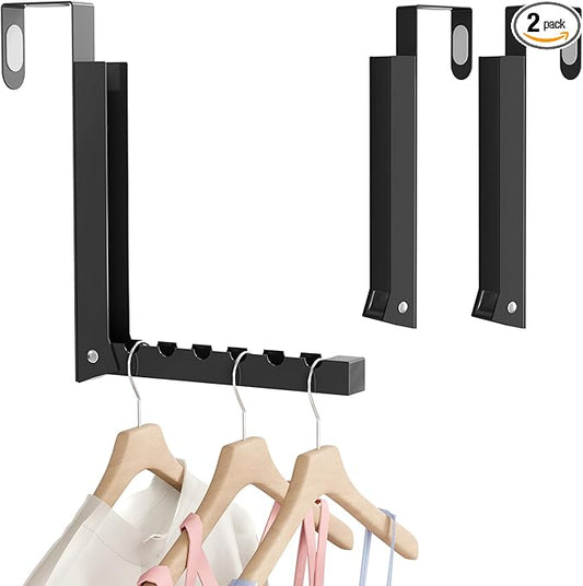2 Pack Over The Door Hanger, Folding Over The Door Drying Rack for Laundry,Foldable Over The Door Clothes Hanger,Small Clothes Drying Rack for Dorm Portable Black