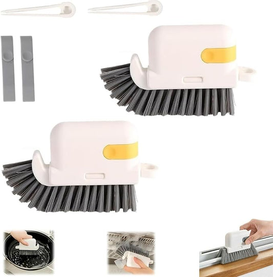 3-in-1 Removable Window Slot Brush,New Window Groove Cleaning Brush, Portable Window Track Cleaner Window Groove Cleaning Brush Tools with Hidden Scraper for Home Window Groove (Yellow-2PCS)