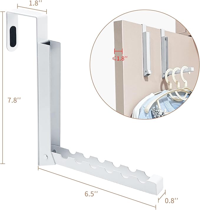 Over The Door Hanger Hooks for Clothes, Over The Door Coat Hook Portable Clothes Drying Rack for Laundry Foldable Rack Space Saving - 2 Pack