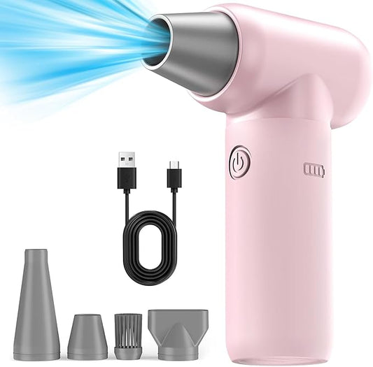 Compressed Air Duster, Powerful Blower Turbo Fan 180000RPM 3 Gear Adjustable Portable Electric Air Duster-Computer Air Duster Air Blower Cordless Jet Fan for Home and Car-Replaces Compressed Air Cans