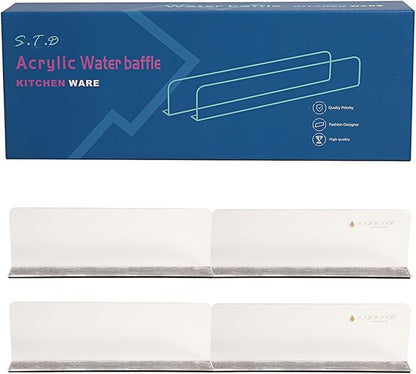 Acrylic Sink Splashbacks - Water Splash Guard for Kitchen, Island and Bathroom Countertop Magnetic Film Attachable Sheet Splashbacks Transparent Acrylic (Frosted)(10.2x1.2x3.35 in) (4pcs)