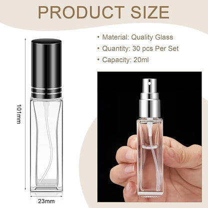Domensi 30 Pcs 10/15/20/30 ml Perfume Travel Refillable Glass Bottles Spray Bottle Perfume Atomizer for Cologne Dispenser Leak-proof Fragrance Bottles Atomizer Pump Kit (20 ml,Gold,Silver,Black)