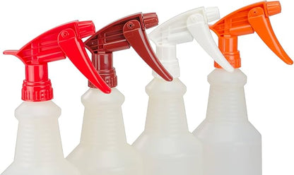Chemical Resistant Spray Head 4 Pack. Industrial Sprayer Perfect for Auto/Car Detailing Supply & Janitorial Cleaners. Heavy Duty Low-Fatigue Trigger & Nozzle Replacement Fits 32oz Bottle