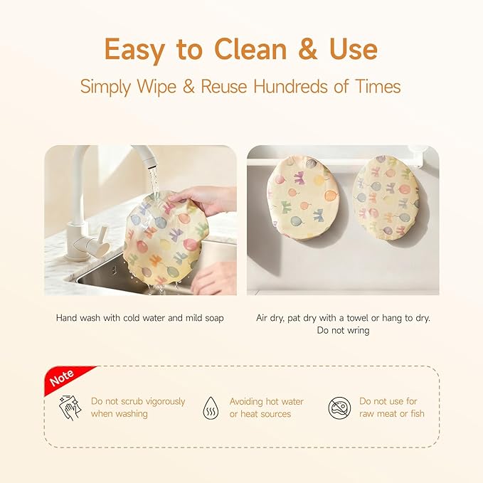 Beeswax Bowl Covers for Bread Proofing, 2 Pack 10 Inch Reusable Cotton Bread Covers with Elastic Edge, Fit 8''–11.5'' Mixing Bowls & Proofing Baskets for Sourdough, Mother Day Gift